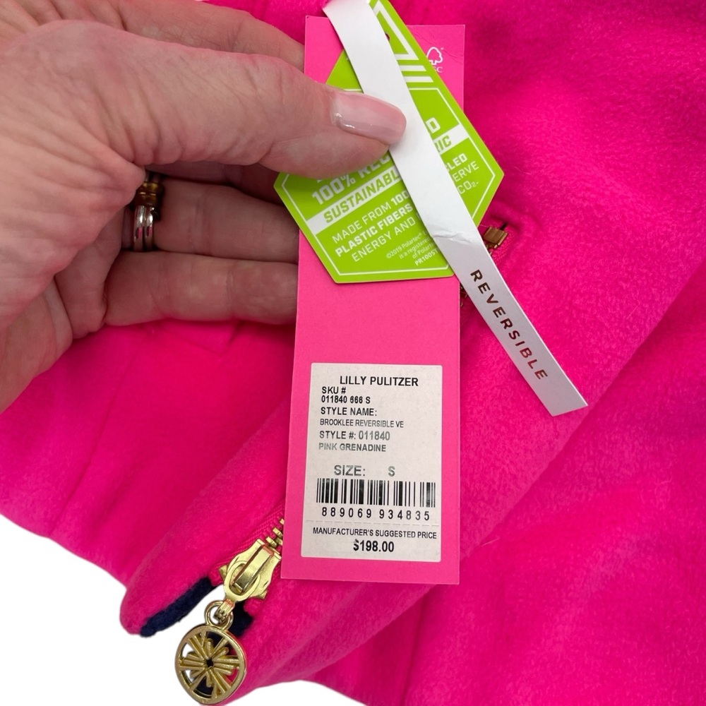 NWT Lilly Pulitzer Brooklee Reversible Vest Small Pink/Navy - Picture 3 of 16
